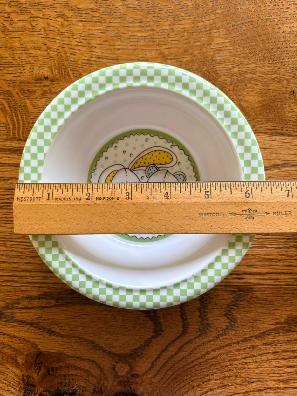 Vera Bradley Green Polka & Check Melamine Bowl and Plate Set - Cute Bunny Design - Picture 9 of 9